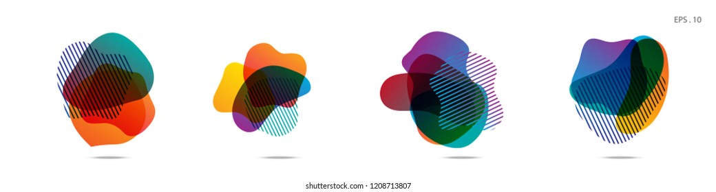 Set of abstract modern graphic elements. Dynamical colored forms and line. Gradient abstract banners with flowing liquid shapes. Template for the design of a logo,flyer or presentation. Vector.