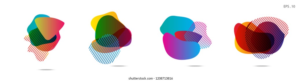Set of abstract modern graphic elements. Dynamical colored forms and line. Gradient abstract banners with flowing liquid shapes. Template for the design of a logo,flyer or presentation. Vector.