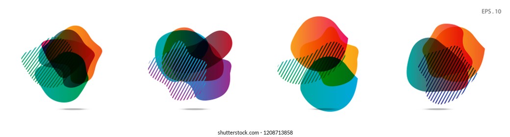 Set of abstract modern graphic elements. Dynamical colored forms and line. Gradient abstract banners with flowing liquid shapes. Template for the design of a logo,flyer or presentation. Vector.