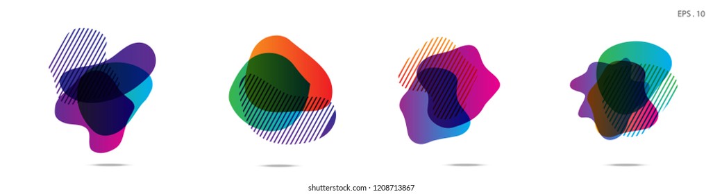 Set of abstract modern graphic elements. Dynamical colored forms and line. Gradient abstract banners with flowing liquid shapes. Template for the design of a logo,flyer or presentation. Vector.