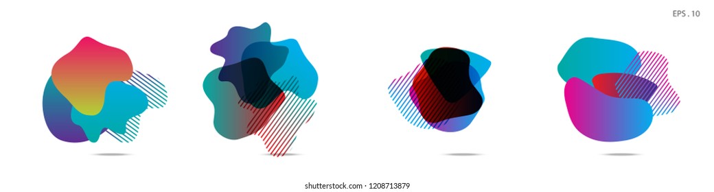 Set of abstract modern graphic elements. Dynamical colored forms and line. Gradient abstract banners with flowing liquid shapes. Template for the design of a logo,flyer or presentation. Vector.