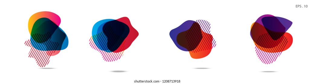 Set of abstract modern graphic elements. Dynamical colored forms and line. Gradient abstract banners with flowing liquid shapes. Template for the design of a logo,flyer or presentation. Vector.