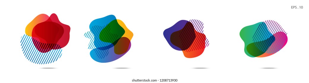 Set of abstract modern graphic elements. Dynamical colored forms and line. Gradient abstract banners with flowing liquid shapes. Template for the design of a logo,flyer or presentation. Vector.