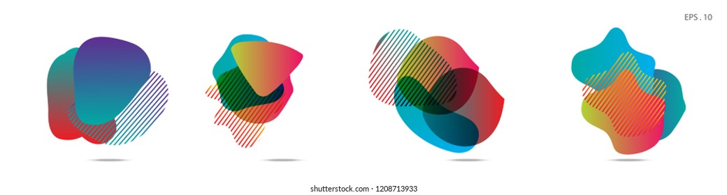 Set of abstract modern graphic elements. Dynamical colored forms and line. Gradient abstract banners with flowing liquid shapes. Template for the design of a logo,flyer or presentation. Vector.