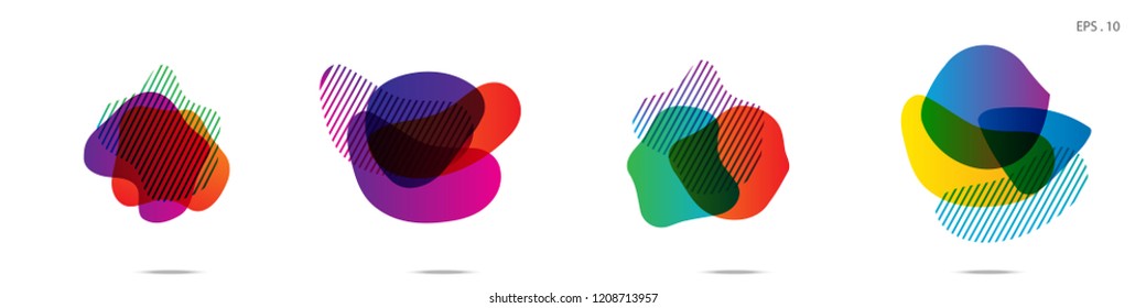 Set of abstract modern graphic elements. Dynamical colored forms and line. Gradient abstract banners with flowing liquid shapes. Template for the design of a logo,flyer or presentation. Vector.