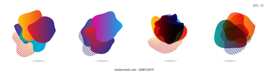 Set of abstract modern graphic elements. Dynamical colored forms and line. Gradient abstract banners with flowing liquid shapes. Template for the design of a logo,flyer or presentation. Vector.