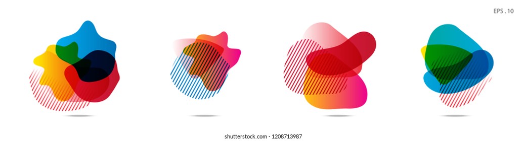 Set of abstract modern graphic elements. Dynamical colored forms and line. Gradient abstract banners with flowing liquid shapes. Template for the design of a logo,flyer or presentation. Vector.