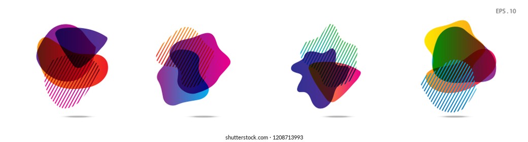 Set of abstract modern graphic elements. Dynamical colored forms and line. Gradient abstract banners with flowing liquid shapes. Template for the design of a logo,flyer or presentation. Vector.