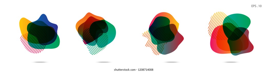 Set of abstract modern graphic elements. Dynamical colored forms and line. Gradient abstract banners with flowing liquid shapes. Template for the design of a logo,flyer or presentation. Vector.