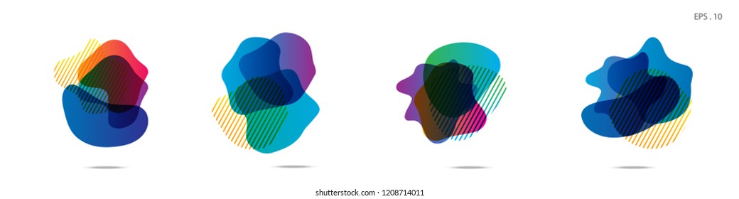 Set of abstract modern graphic elements. Dynamical colored forms and line. Gradient abstract banners with flowing liquid shapes. Template for the design of a logo,flyer or presentation. Vector.