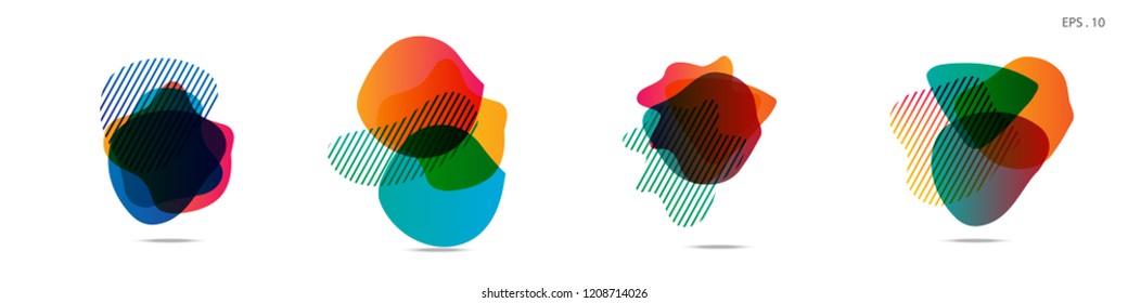 Set of abstract modern graphic elements. Dynamical colored forms and line. Gradient abstract banners with flowing liquid shapes. Template for the design of a logo,flyer or presentation. Vector.