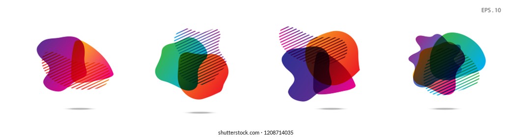 Set of abstract modern graphic elements. Dynamical colored forms and line. Gradient abstract banners with flowing liquid shapes. Template for the design of a logo,flyer or presentation. Vector.