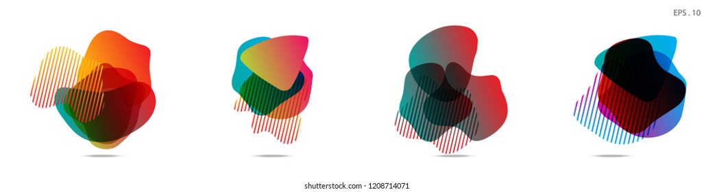 Set of abstract modern graphic elements. Dynamical colored forms and line. Gradient abstract banners with flowing liquid shapes. Template for the design of a logo,flyer or presentation. Vector.