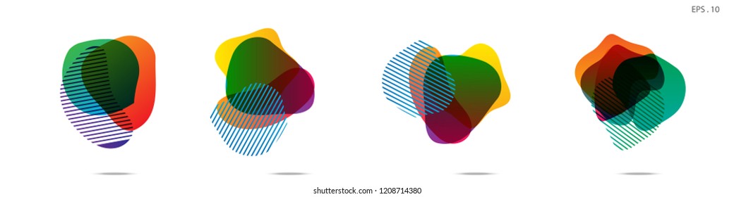 Set of abstract modern graphic elements. Dynamical colored forms and line. Gradient abstract banners with flowing liquid shapes. Template for the design of a logo,flyer or presentation. Vector.