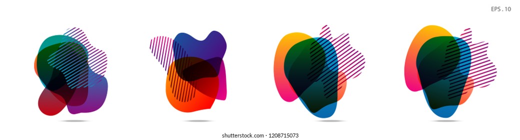 Set of abstract modern graphic elements. Dynamical colored forms and line. Gradient abstract banners with flowing liquid shapes. Template for the design of a logo,flyer or presentation. Vector.