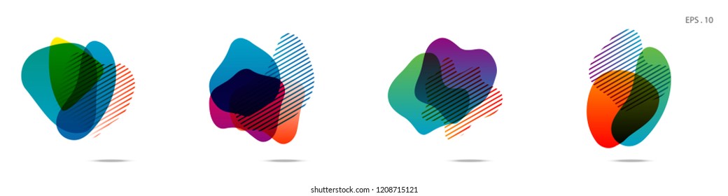 Set of abstract modern graphic elements. Dynamical colored forms and line. Gradient abstract banners with flowing liquid shapes. Template for the design of a logo,flyer or presentation. Vector.