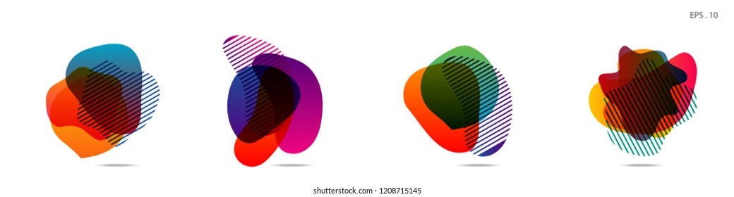 Set of abstract modern graphic elements. Dynamical colored forms and line. Gradient abstract banners with flowing liquid shapes. Template for the design of a logo,flyer or presentation. Vector.