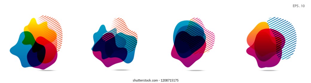 Set of abstract modern graphic elements. Dynamical colored forms and line. Gradient abstract banners with flowing liquid shapes. Template for the design of a logo,flyer or presentation. Vector.