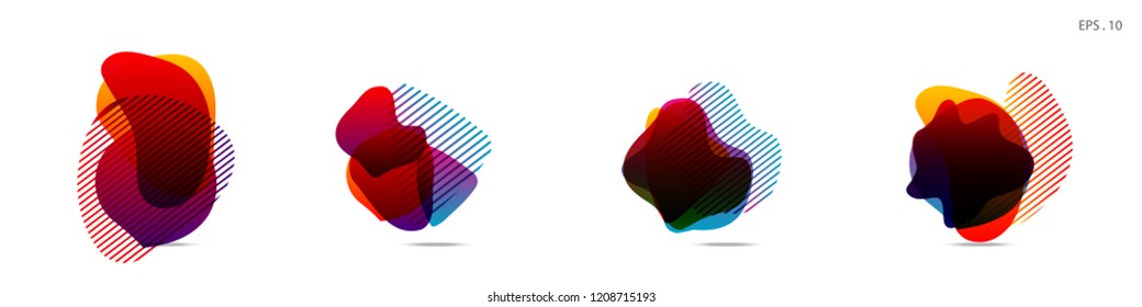 Set of abstract modern graphic elements. Dynamical colored forms and line. Gradient abstract banners with flowing liquid shapes. Template for the design of a logo,flyer or presentation. Vector.