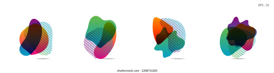 Set of abstract modern graphic elements. Dynamical colored forms and line. Gradient abstract banners with flowing liquid shapes. Template for the design of a logo,flyer or presentation. Vector.