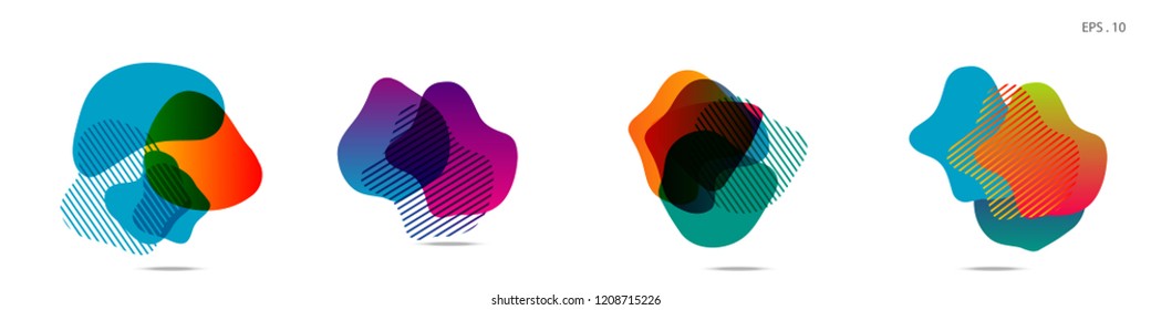 Set of abstract modern graphic elements. Dynamical colored forms and line. Gradient abstract banners with flowing liquid shapes. Template for the design of a logo,flyer or presentation. Vector.