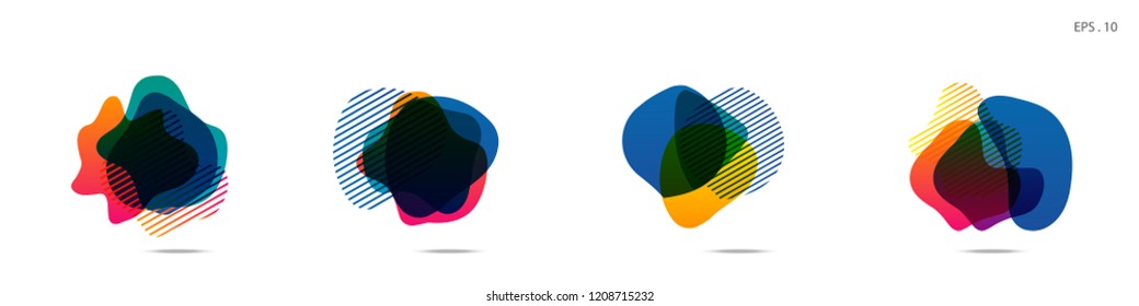 Set of abstract modern graphic elements. Dynamical colored forms and line. Gradient abstract banners with flowing liquid shapes. Template for the design of a logo,flyer or presentation. Vector.