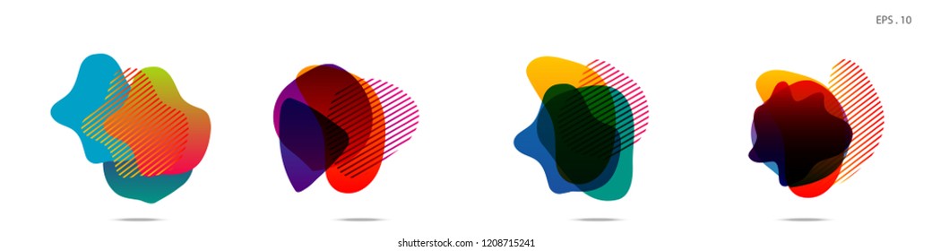 Set of abstract modern graphic elements. Dynamical colored forms and line. Gradient abstract banners with flowing liquid shapes. Template for the design of a logo,flyer or presentation. Vector.