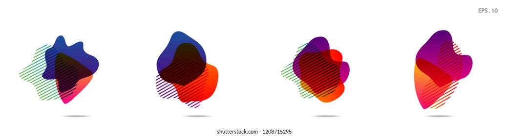 Set of abstract modern graphic elements. Dynamical colored forms and line. Gradient abstract banners with flowing liquid shapes. Template for the design of a logo,flyer or presentation. Vector.
