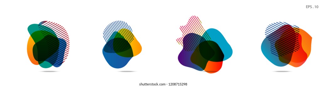 Set of abstract modern graphic elements. Dynamical colored forms and line. Gradient abstract banners with flowing liquid shapes. Template for the design of a logo,flyer or presentation. Vector.