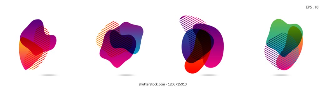 Set of abstract modern graphic elements. Dynamical colored forms and line. Gradient abstract banners with flowing liquid shapes. Template for the design of a logo,flyer or presentation. Vector.