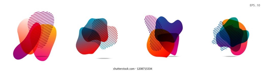 Set of abstract modern graphic elements. Dynamical colored forms and line. Gradient abstract banners with flowing liquid shapes. Template for the design of a logo,flyer or presentation. Vector.