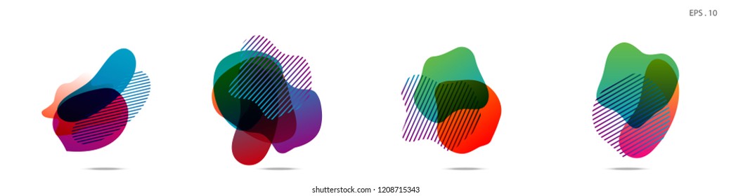 Set of abstract modern graphic elements. Dynamical colored forms and line. Gradient abstract banners with flowing liquid shapes. Template for the design of a logo,flyer or presentation. Vector.