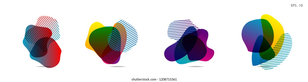 Set of abstract modern graphic elements. Dynamical colored forms and line. Gradient abstract banners with flowing liquid shapes. Template for the design of a logo,flyer or presentation. Vector.
