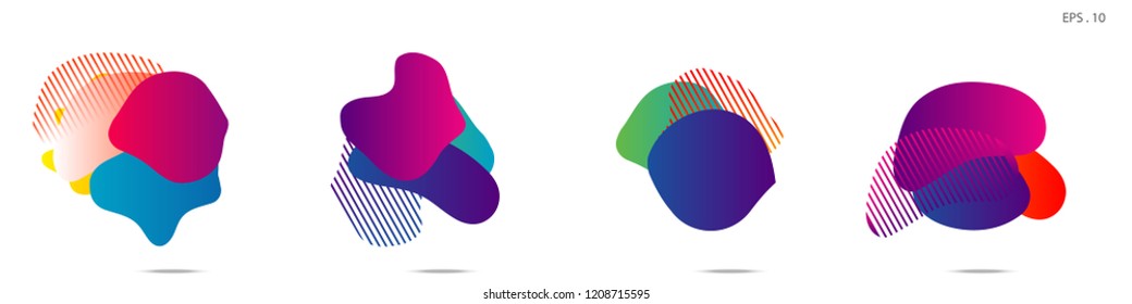 Set of abstract modern graphic elements. Dynamical colored forms and line. Gradient abstract banners with flowing liquid shapes. Template for the design of a logo,flyer or presentation. Vector.