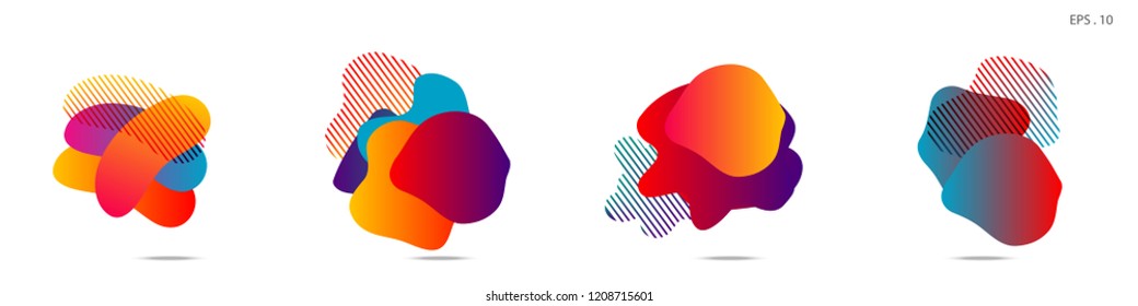 Set of abstract modern graphic elements. Dynamical colored forms and line. Gradient abstract banners with flowing liquid shapes. Template for the design of a logo,flyer or presentation. Vector.