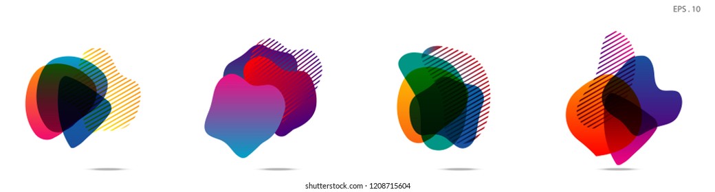 Set of abstract modern graphic elements. Dynamical colored forms and line. Gradient abstract banners with flowing liquid shapes. Template for the design of a logo,flyer or presentation. Vector.