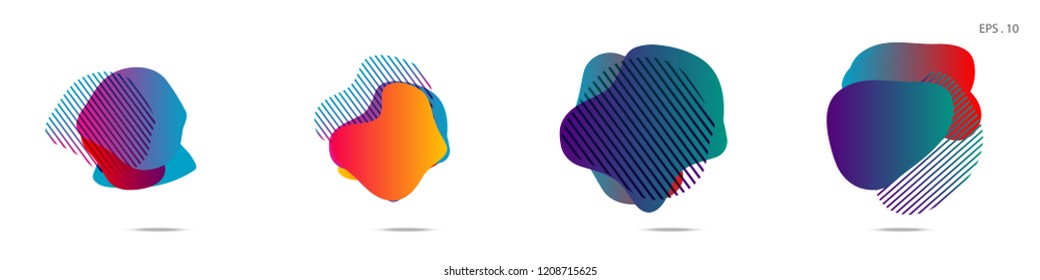 Set of abstract modern graphic elements. Dynamical colored forms and line. Gradient abstract banners with flowing liquid shapes. Template for the design of a logo,flyer or presentation. Vector.