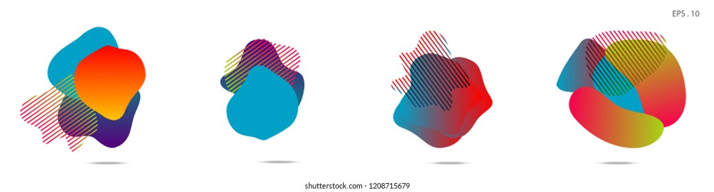 Set of abstract modern graphic elements. Dynamical colored forms and line. Gradient abstract banners with flowing liquid shapes. Template for the design of a logo,flyer or presentation. Vector.