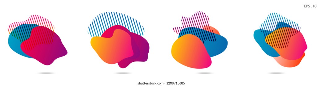 Set of abstract modern graphic elements. Dynamical colored forms and line. Gradient abstract banners with flowing liquid shapes. Template for the design of a logo,flyer or presentation. Vector.