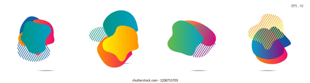 Set of abstract modern graphic elements. Dynamical colored forms and line. Gradient abstract banners with flowing liquid shapes. Template for the design of a logo,flyer or presentation. Vector.