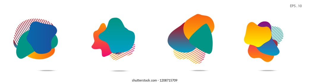 Set of abstract modern graphic elements. Dynamical colored forms and line. Gradient abstract banners with flowing liquid shapes. Template for the design of a logo,flyer or presentation. Vector.