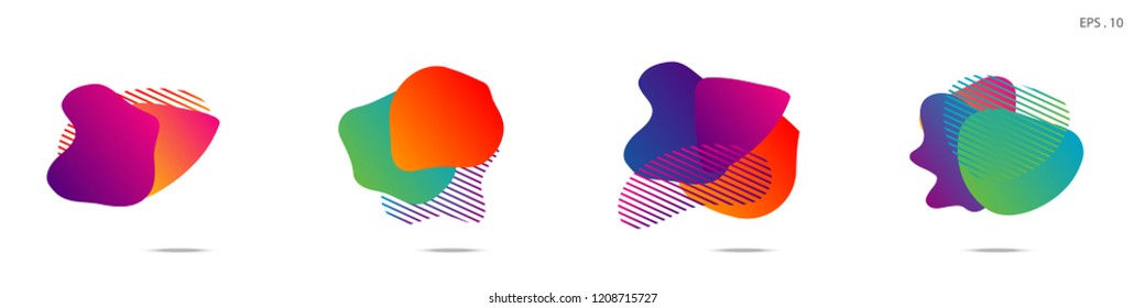 Set of abstract modern graphic elements. Dynamical colored forms and line. Gradient abstract banners with flowing liquid shapes. Template for the design of a logo,flyer or presentation. Vector.