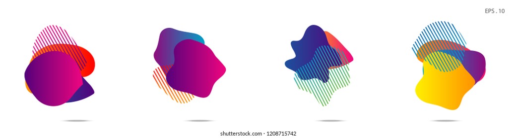 Set of abstract modern graphic elements. Dynamical colored forms and line. Gradient abstract banners with flowing liquid shapes. Template for the design of a logo,flyer or presentation. Vector.