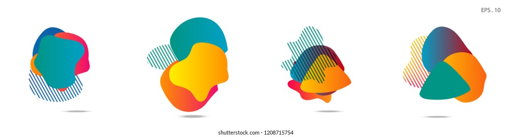 Set of abstract modern graphic elements. Dynamical colored forms and line. Gradient abstract banners with flowing liquid shapes. Template for the design of a logo,flyer or presentation. Vector.