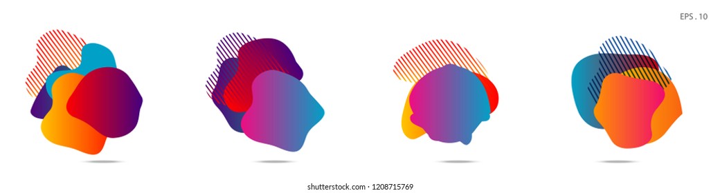 Set of abstract modern graphic elements. Dynamical colored forms and line. Gradient abstract banners with flowing liquid shapes. Template for the design of a logo,flyer or presentation. Vector.