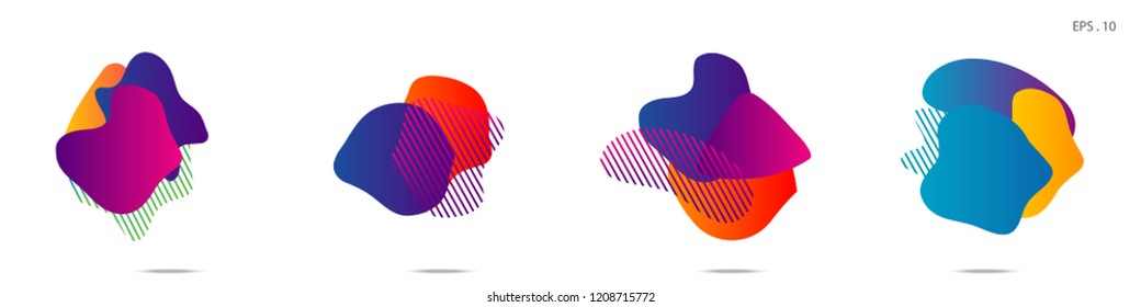 Set of abstract modern graphic elements. Dynamical colored forms and line. Gradient abstract banners with flowing liquid shapes. Template for the design of a logo,flyer or presentation. Vector.