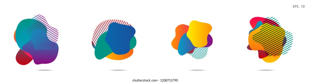 Set of abstract modern graphic elements. Dynamical colored forms and line. Gradient abstract banners with flowing liquid shapes. Template for the design of a logo,flyer or presentation. Vector.
