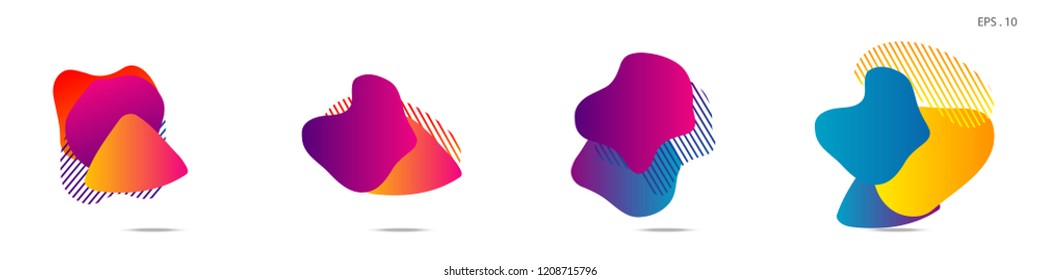 Set of abstract modern graphic elements. Dynamical colored forms and line. Gradient abstract banners with flowing liquid shapes. Template for the design of a logo,flyer or presentation. Vector.