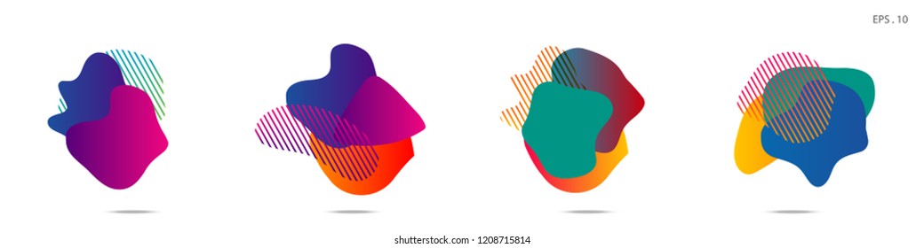 Set of abstract modern graphic elements. Dynamical colored forms and line. Gradient abstract banners with flowing liquid shapes. Template for the design of a logo,flyer or presentation. Vector.