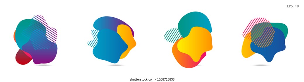 Set of abstract modern graphic elements. Dynamical colored forms and line. Gradient abstract banners with flowing liquid shapes. Template for the design of a logo,flyer or presentation. Vector.
